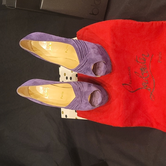 Purple Christian Louboutin 38 1/2 open toe heels - Picture 3 of 4